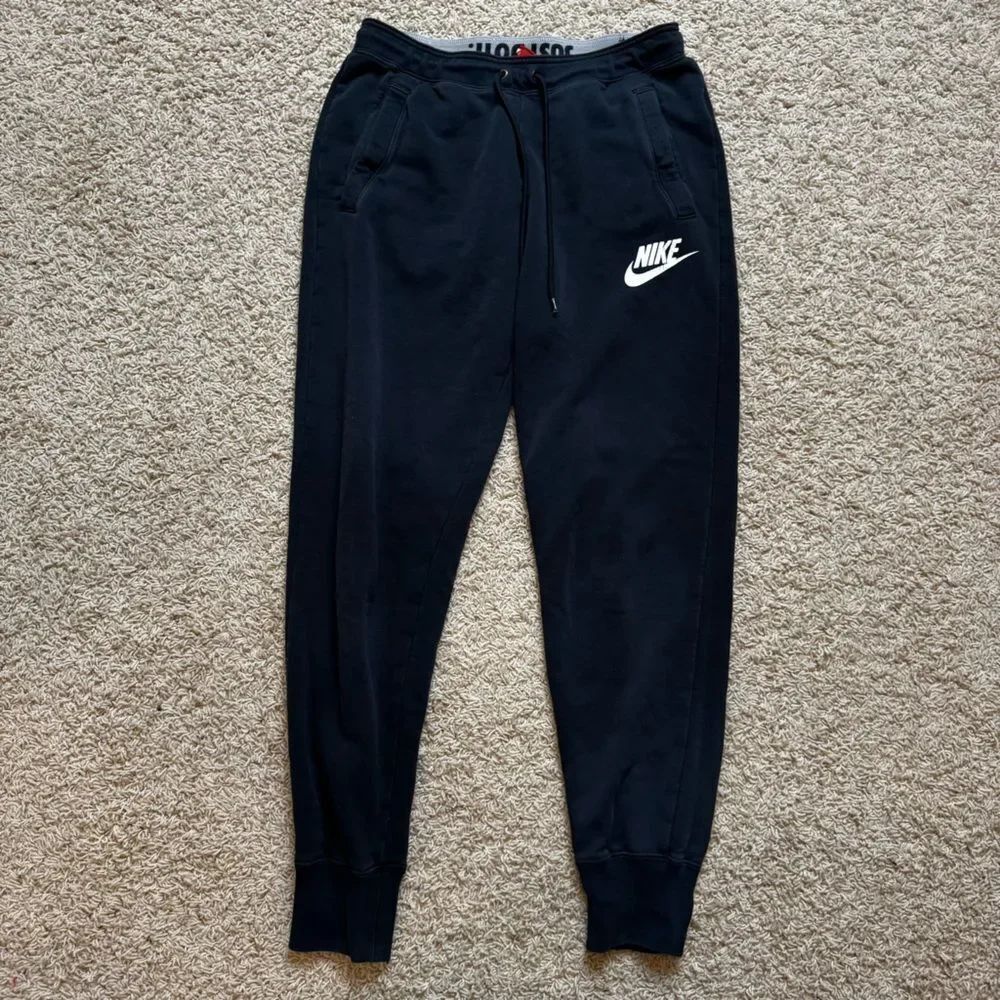 Nike Fleece Joggers Sweatpants Black White Nike Logo Size Small